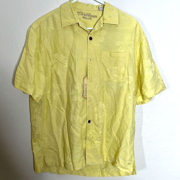 Caribbean pure silk men’s button up size medium - Picture 1 of 5
